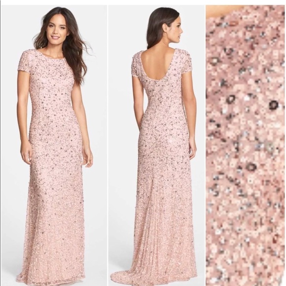Adrianna Papell Dresses & Skirts - NEW Adrianna Papell Short Sleeve Sequin Mesh Gown